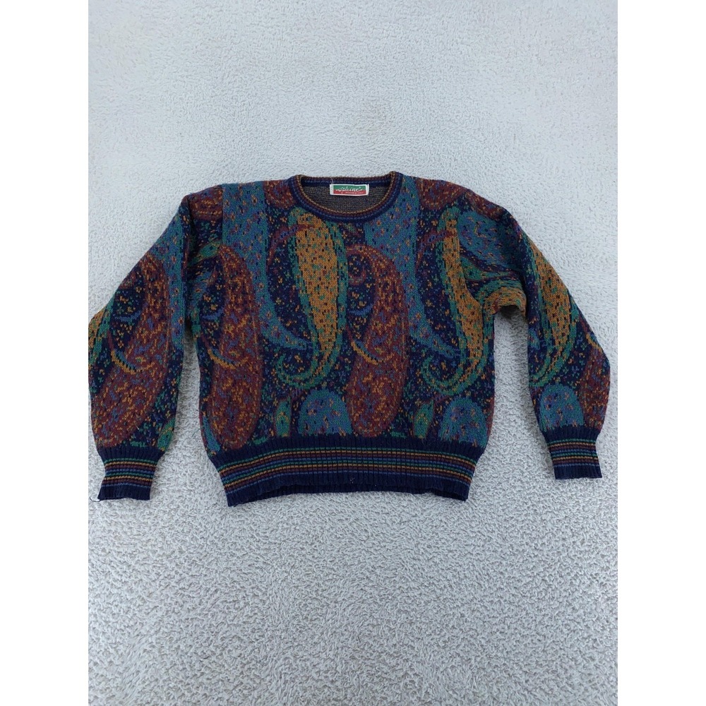 Vintage Sphinx‎ Sweater CROP FIT Small Paisley Knit Pullover Italy 90s